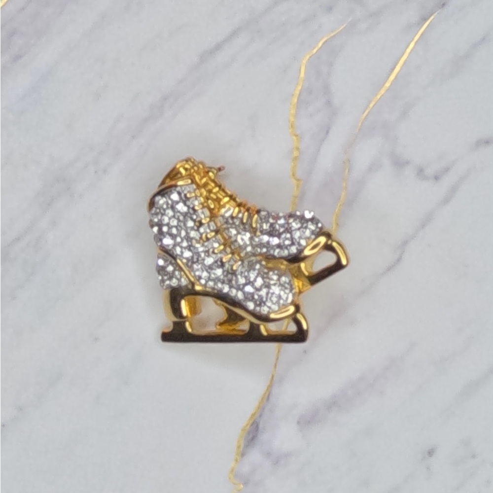 Gold and Silver Ice Skate Brooch